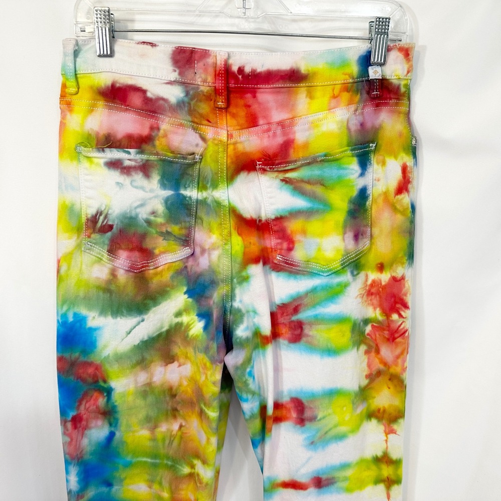 Lee Size 12 Jeans Handmade Tie Dye Jeans High Rise Straight Leg Festival 636 - Picture 6 of 11